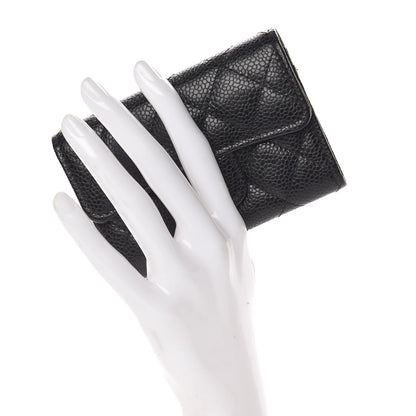 Chanel Caviar Quilted Flap Card Holder Wallet Black 2 of 9