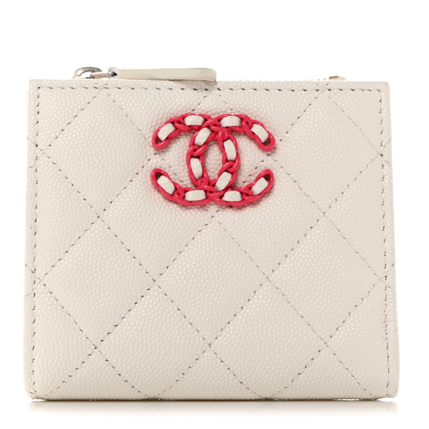 Caviar Quilted Small 19 Wallet White Pink