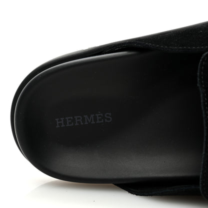 Hermes Suede Calfskin Go Mules 39.5 Black 7 of 7