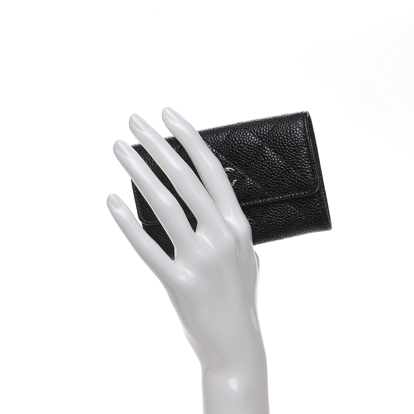Caviar Quilted Flap Card Holder Black