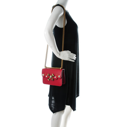 Gucci Calfskin Peony Small Chain Shoulder Bag Hibiscus Red 2 of 7