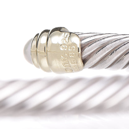 David Yurman Sterling Silver 14K Yellow Gold Pearl 5mm Cable Classics Petite Color Bracelet 5 of 5