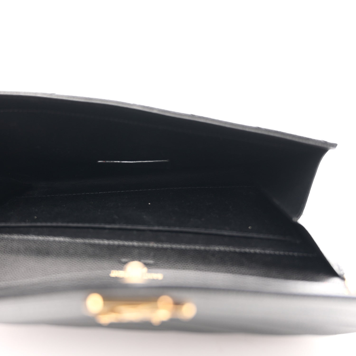 Saint Laurent Grain De Poudre Matelasse Chevron Monogram Envelope Clutch Black 5 of 8