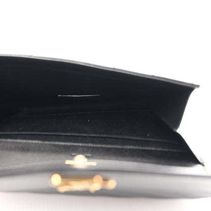 Saint Laurent Grain De Poudre Matelasse Chevron Monogram Envelope Clutch Black 5 of 8