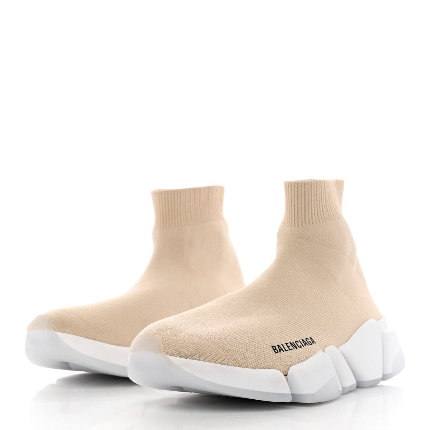 Technical 3D Recycled Knit Bi-Color Womens Speed 2.0 Transparent Sole Sneakers 37 Light Beige White