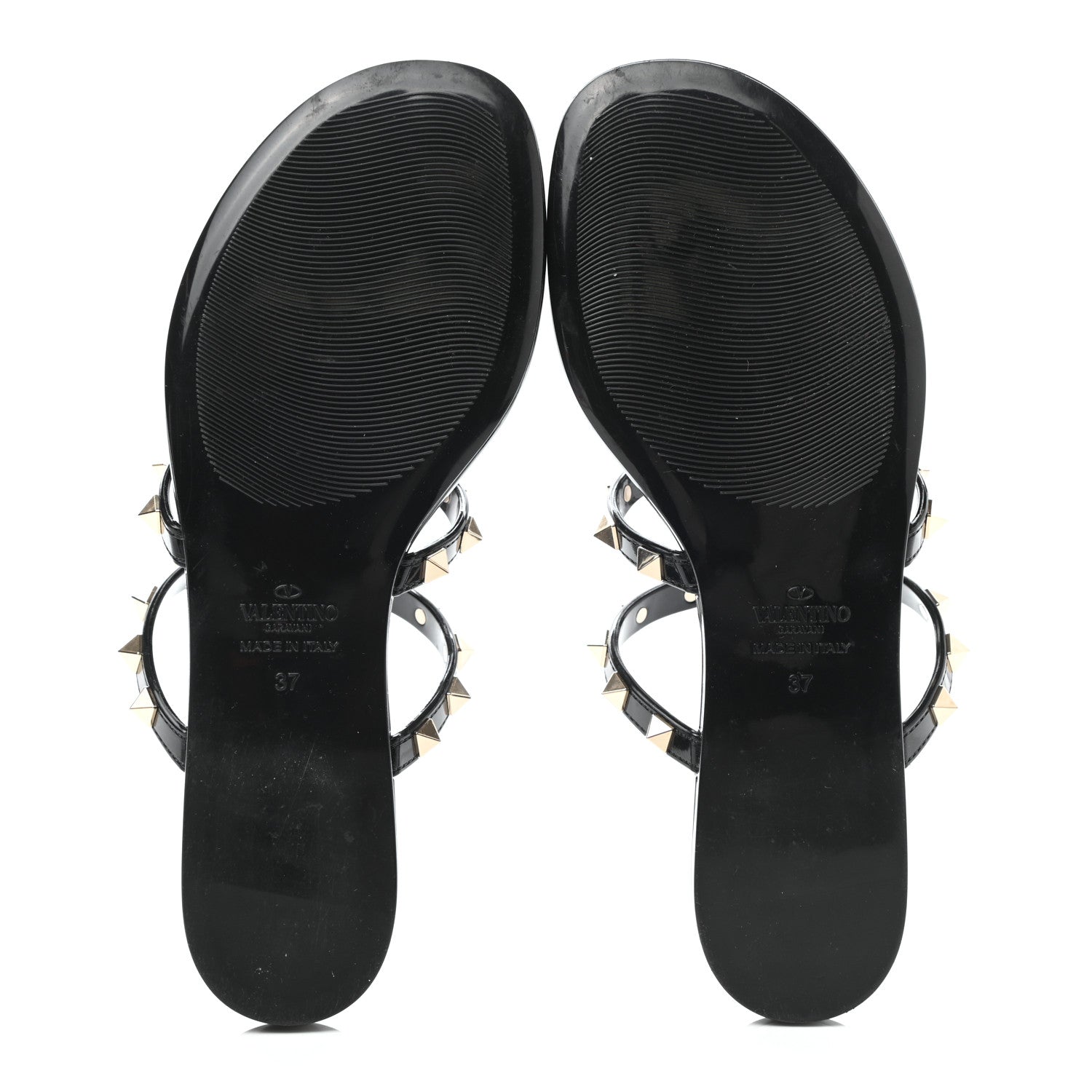 Valentino Garavani PVC Jelly Rockstud Caged Flat Thong Sandals 37 Black 5 of 10