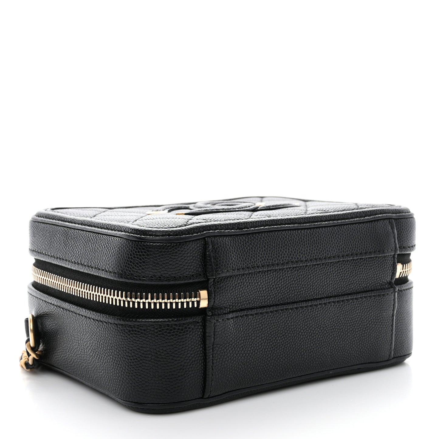 Caviar Quilted Small CC Filigree Vanity Case Black