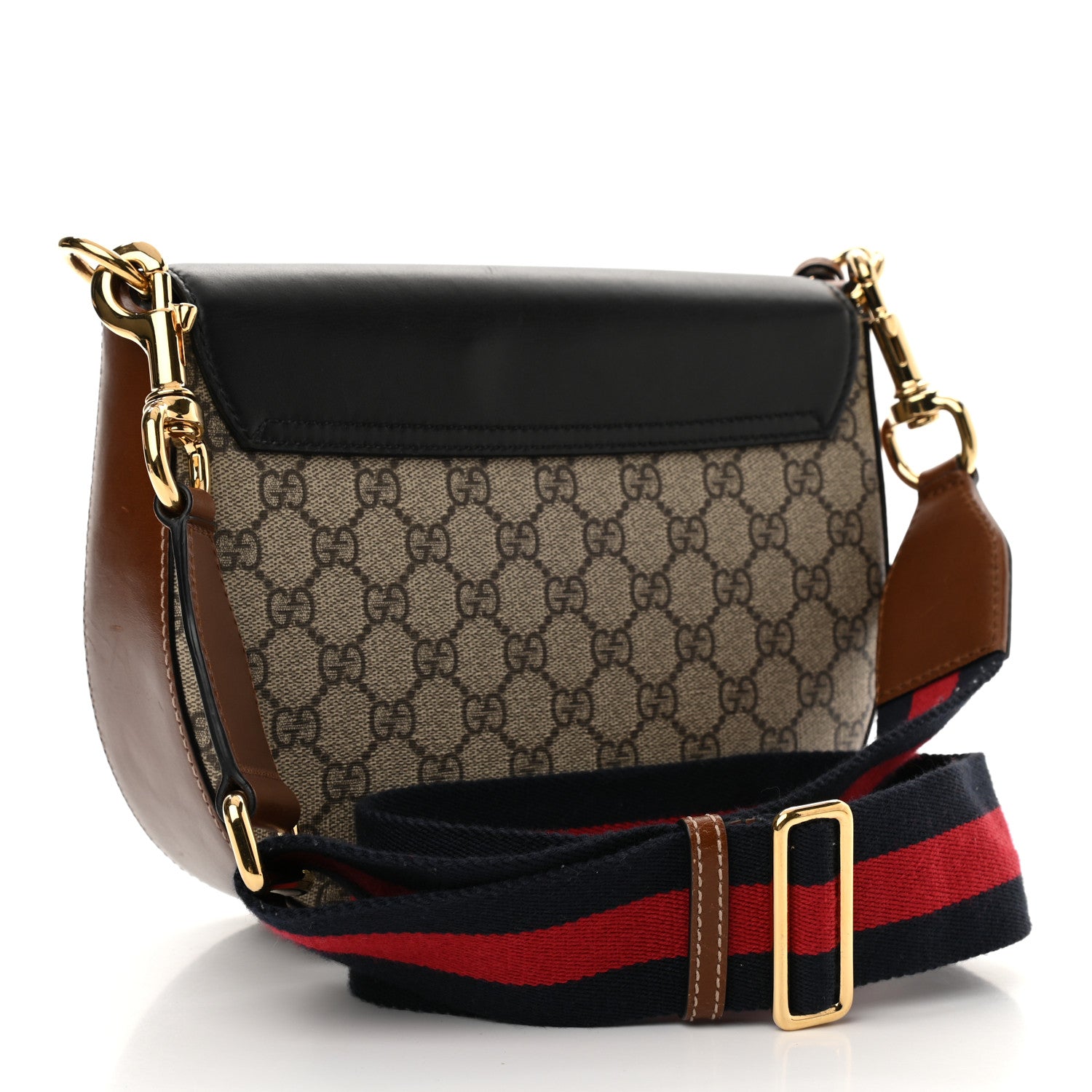 Gucci GG Supreme Monogram Web Medium Padlock Messenger Shoulder Bag Black 3 of 11