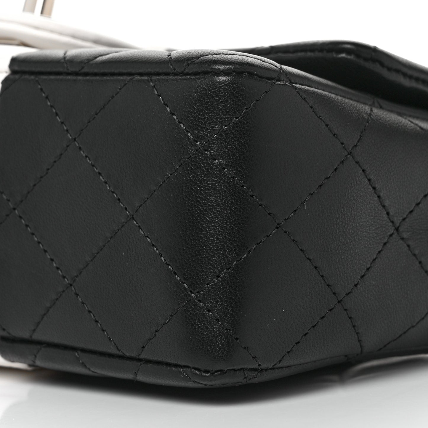 Lambskin Quilted Mini Rectangular Flap Black White