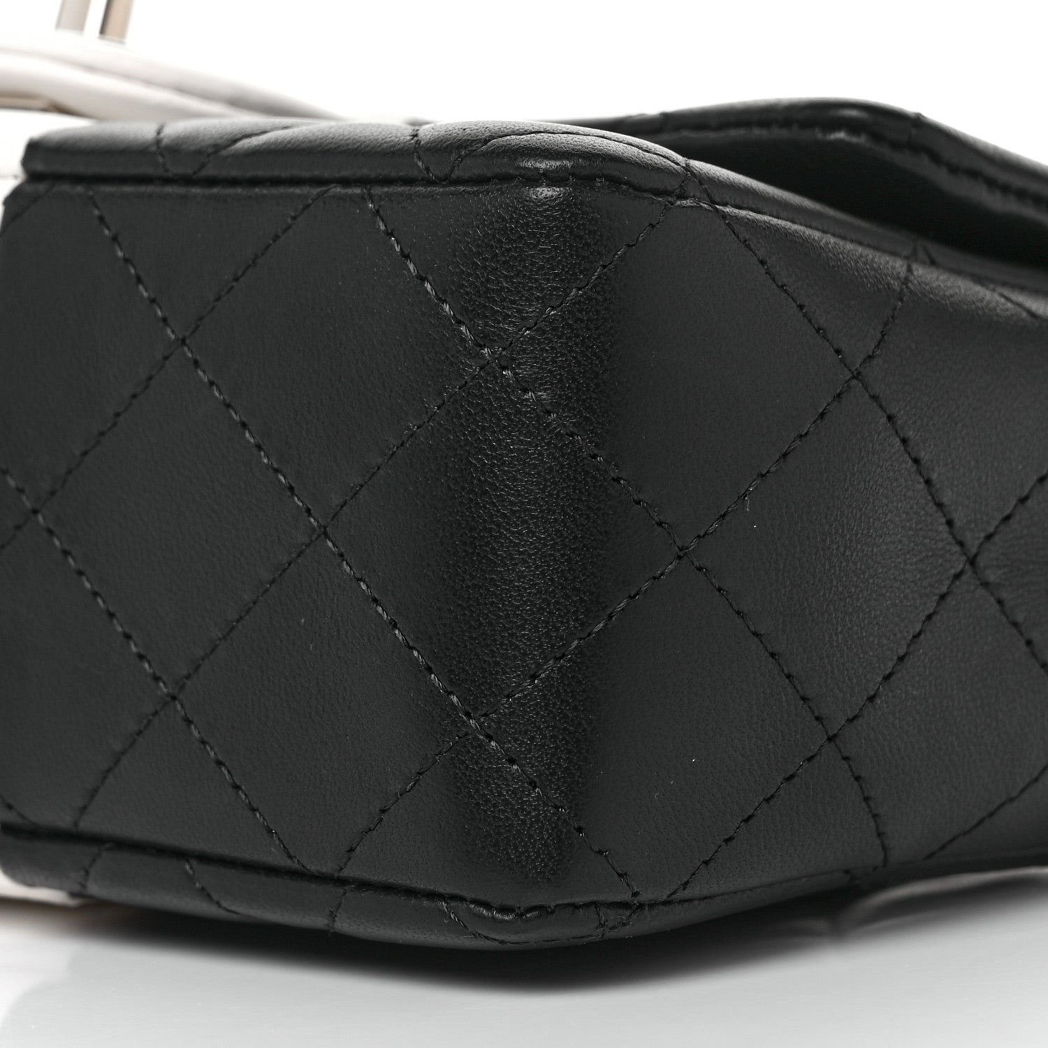 Chanel Lambskin Quilted Mini Rectangular Flap Black White 9 of 10