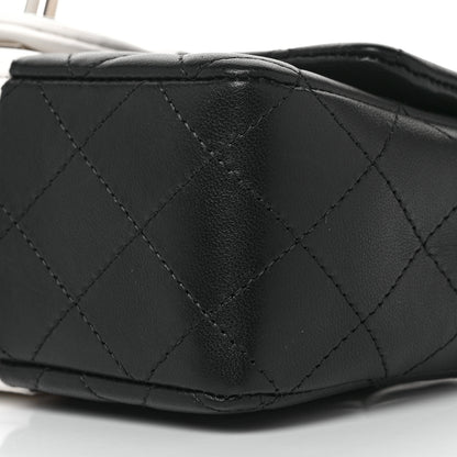 Chanel Lambskin Quilted Mini Rectangular Flap Black White 9 of 10
