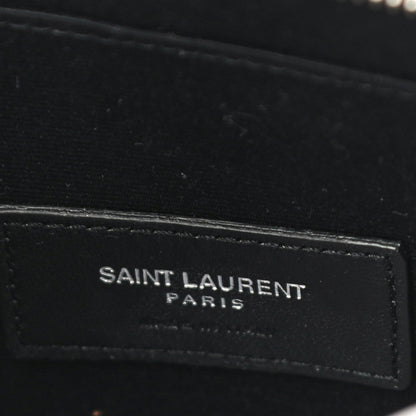 Saint Laurent Metallic Grain De Poudre Monogram Bill Pouch Argento 6 of 10