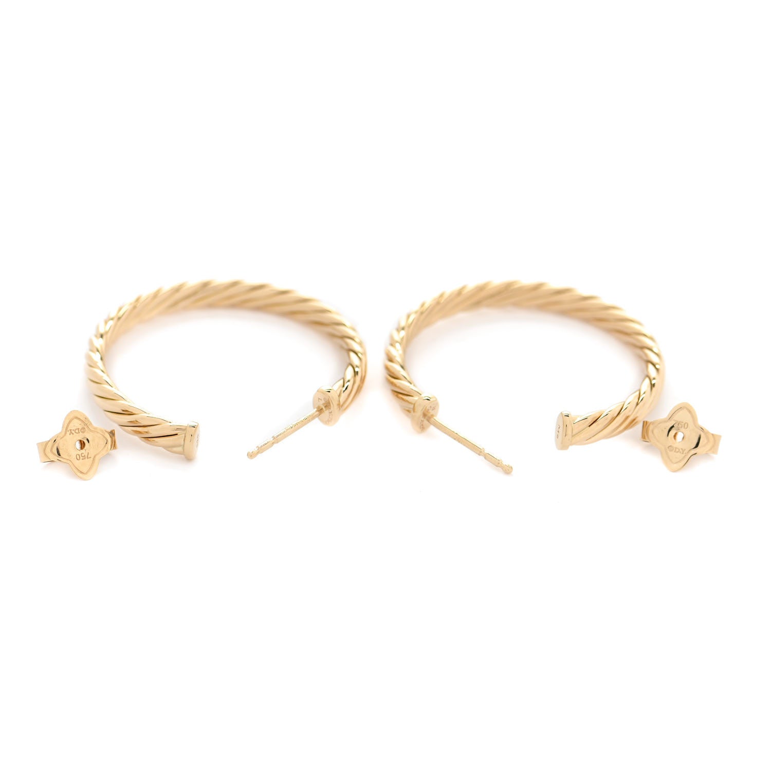 David Yurman 18K Yellow Gold Small Cablespira Hoop Earrings 4 of 5