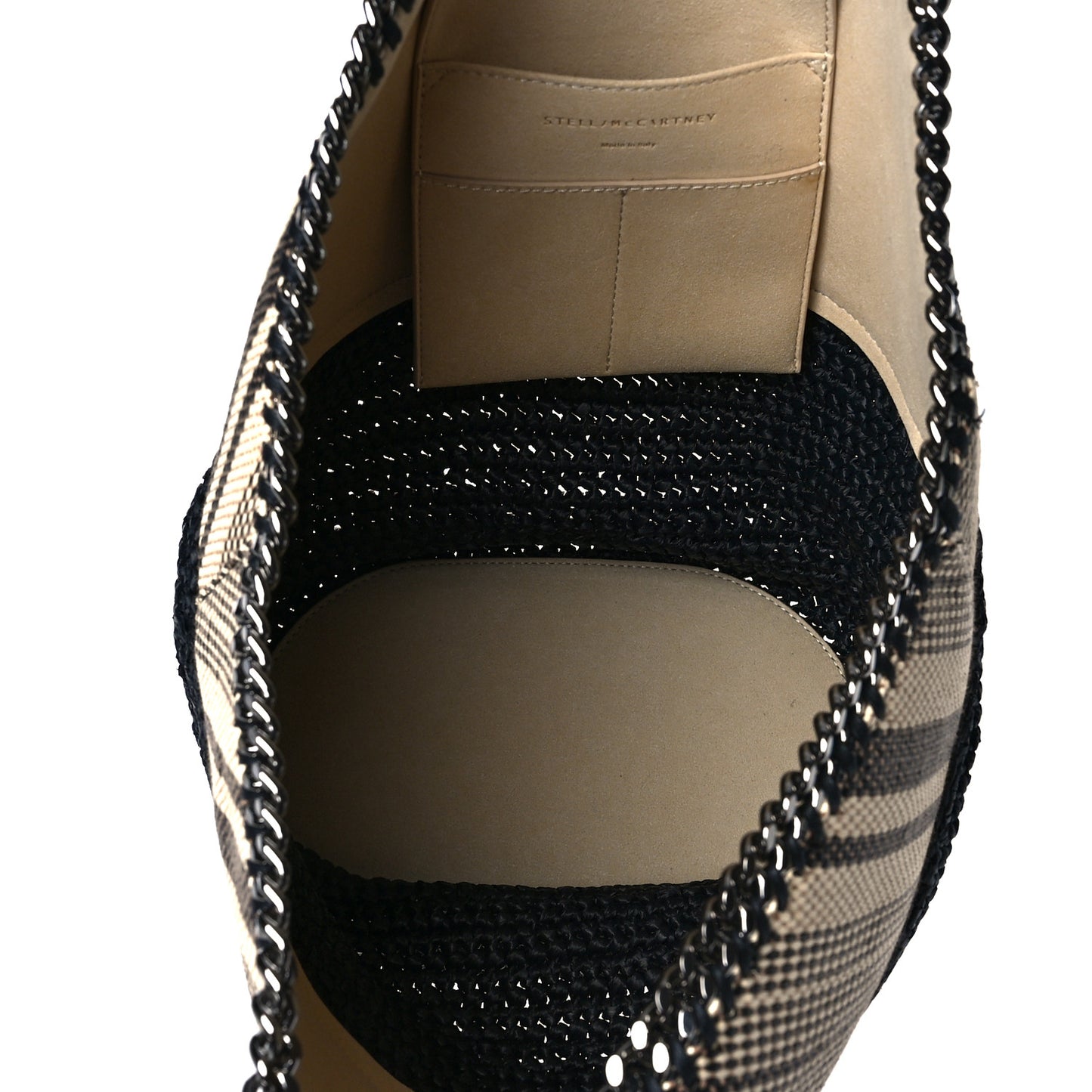 Raffia Large Striped Falabella Tote Bag Black