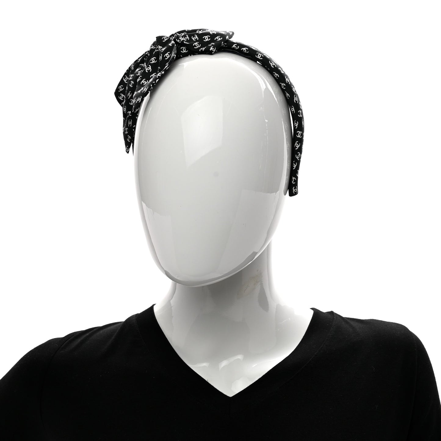 Grosgrain CC Bow Headband Black White