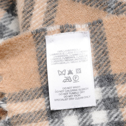 Burberry Lambswool Check Fringe Scarf Beige 5 of 5