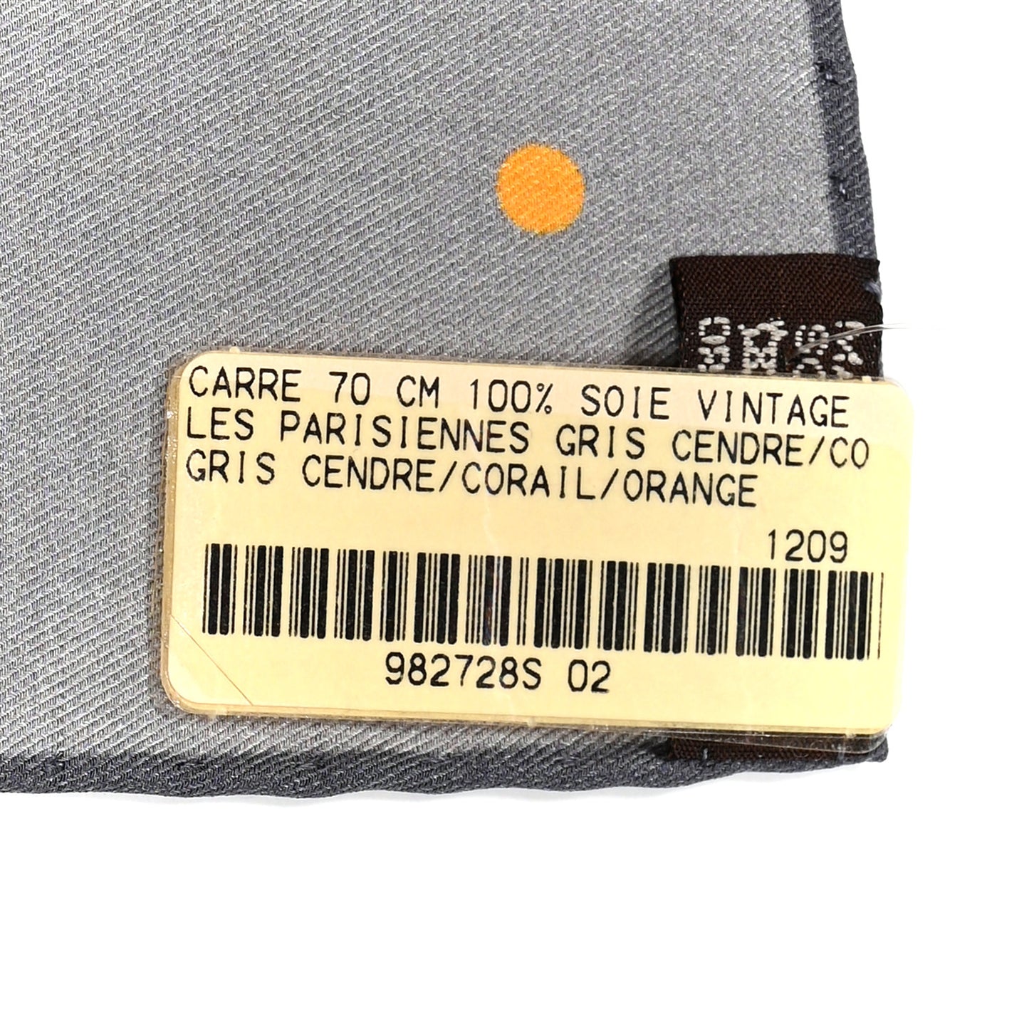 Silk Ex-Libris les Parisiennes Scarf 70 Gris Cendre Corail Orange