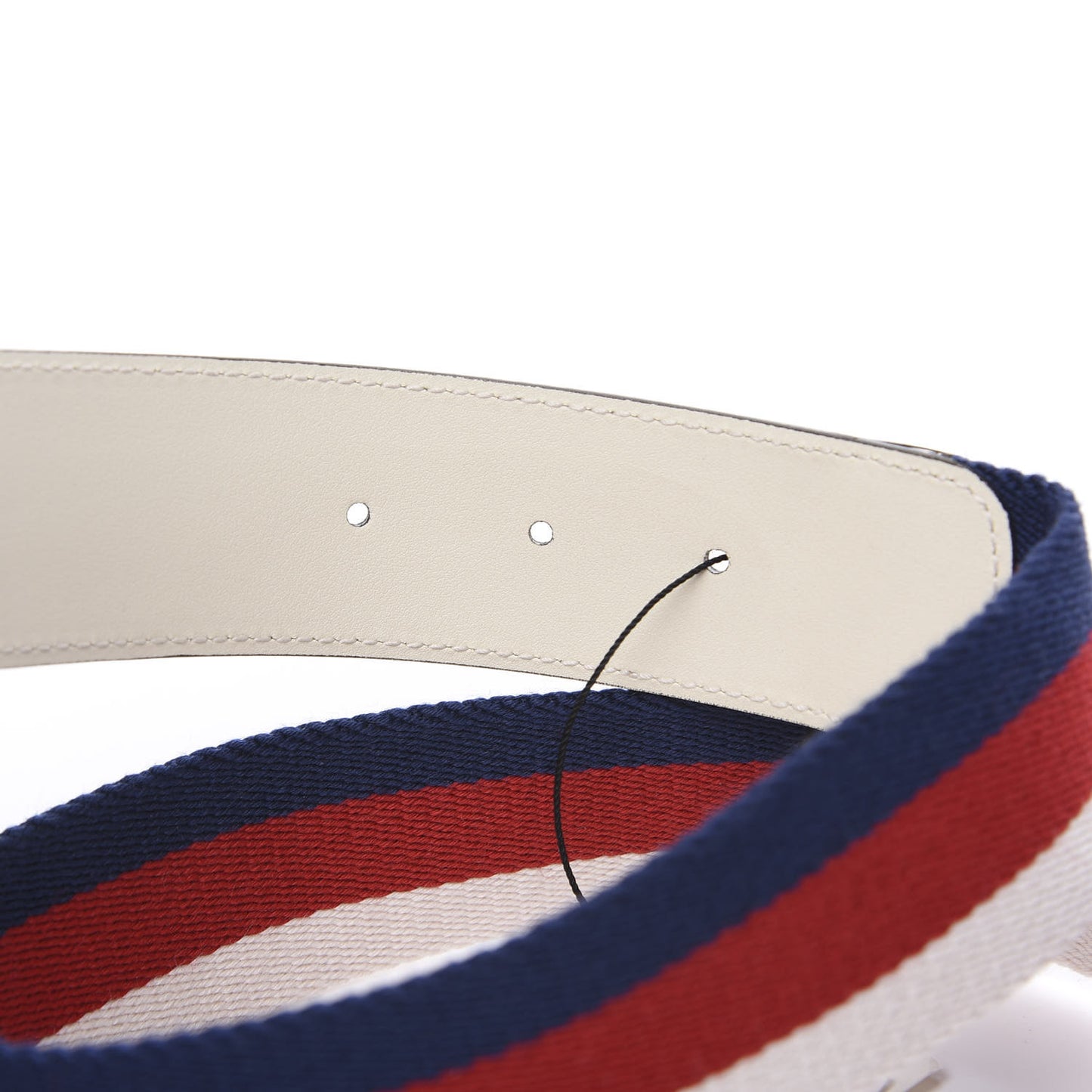 Nylon Calfskin Sylvie Web Double G 40mm Belt 80 32 Mystic White Hibiscus Red Maritime