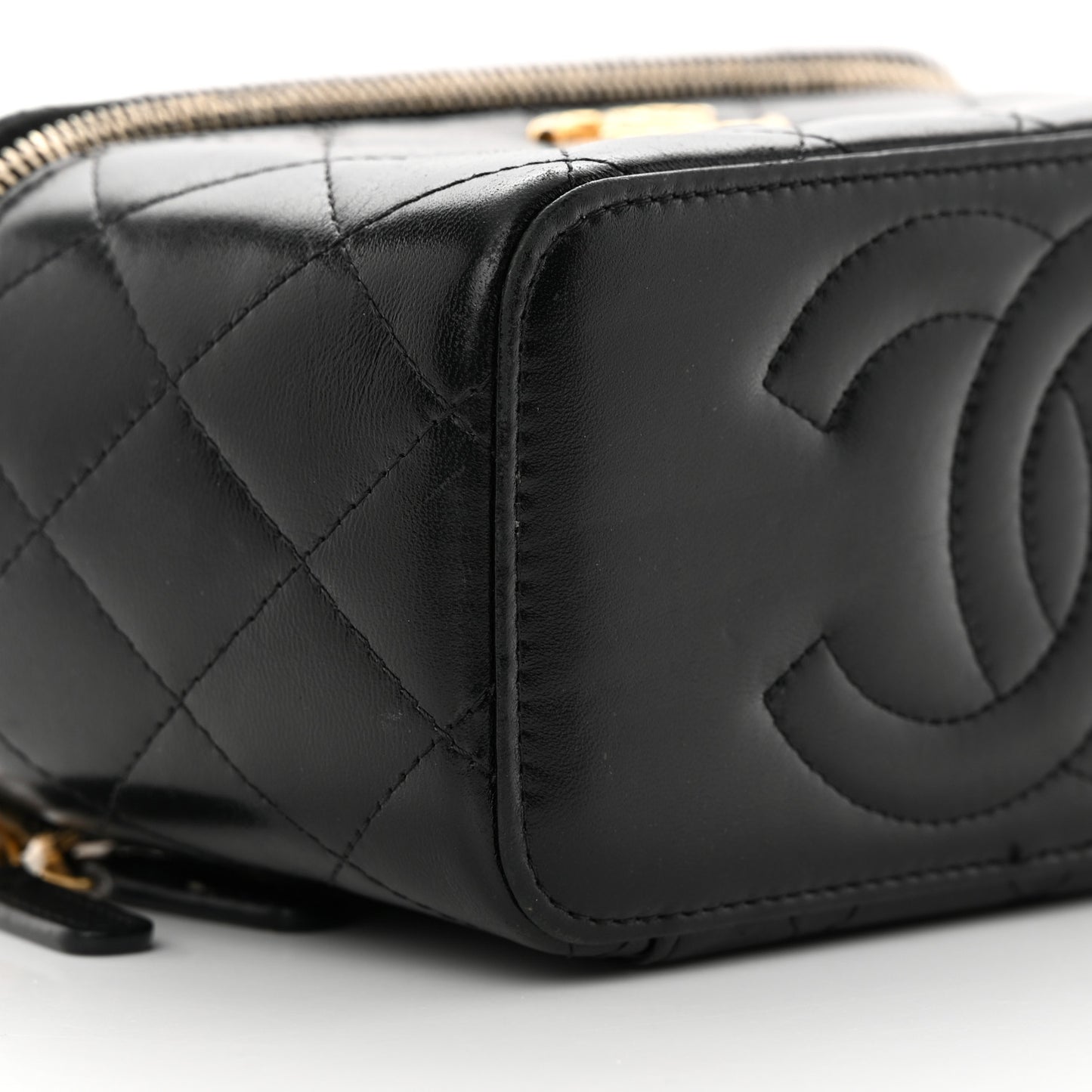 Lambskin Quilted Small CC Dynasty Vanity Case With Chain Black