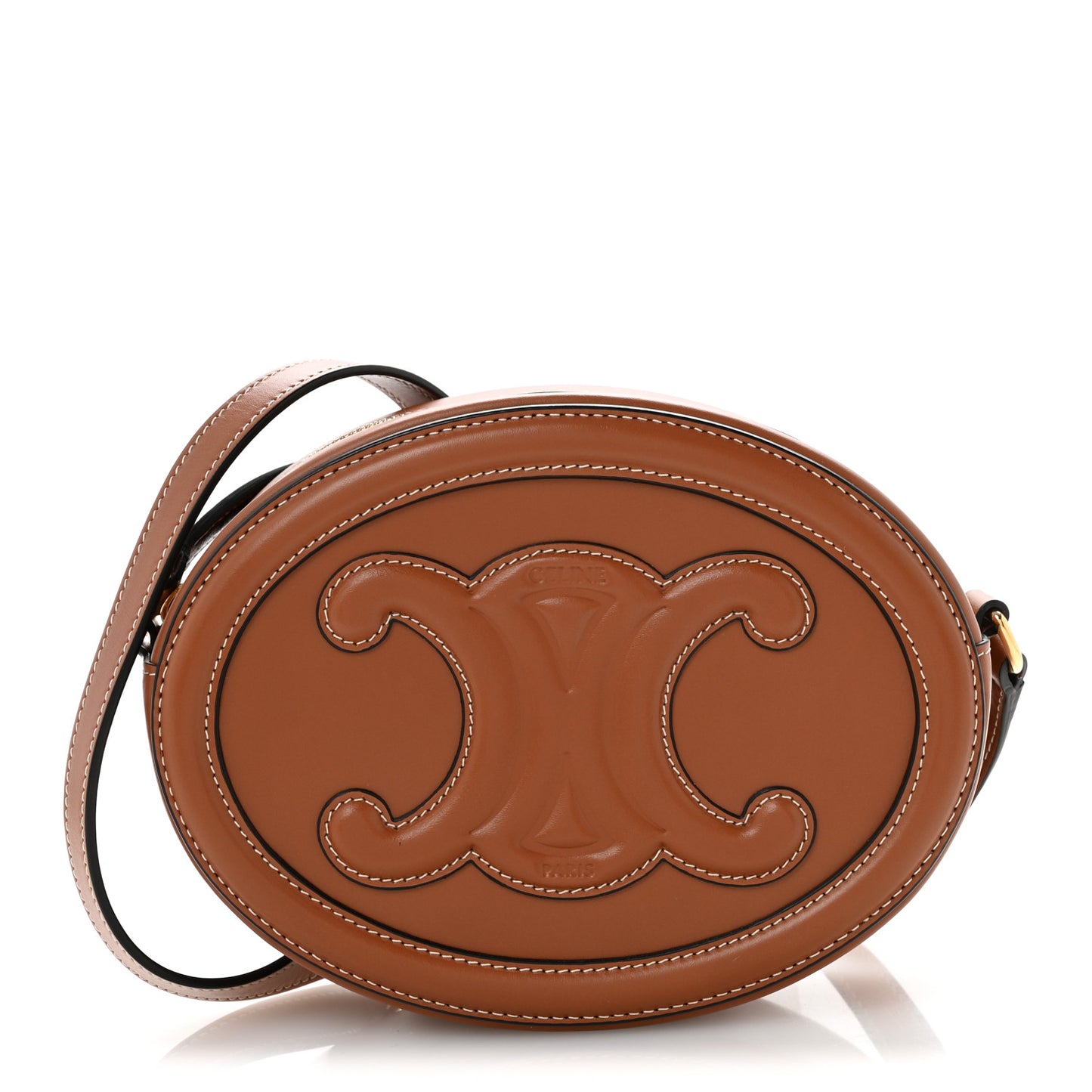 Smooth Calfskin Cuir Triomphe Oval Bag Tan