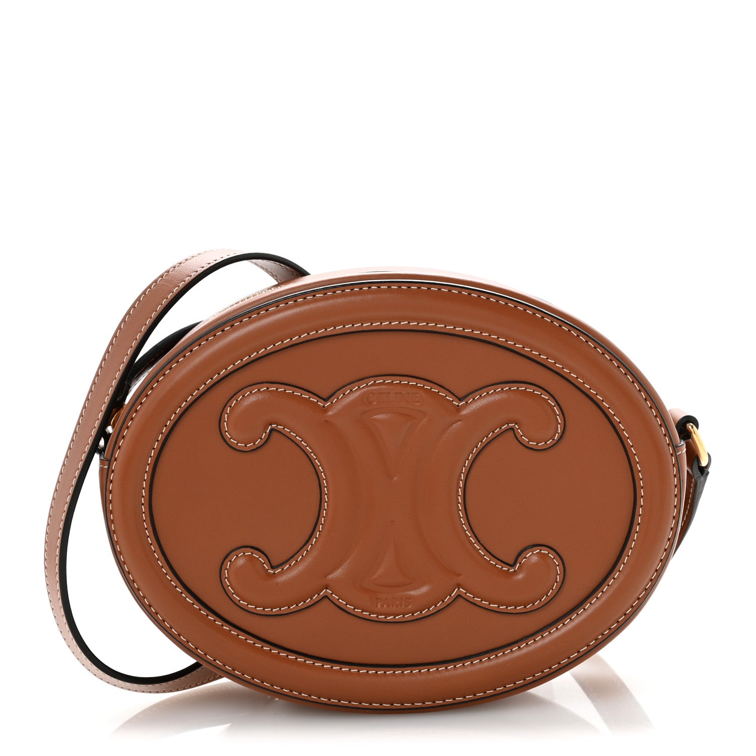 Celine Smooth Calfskin Cuir Triomphe Oval Bag Tan 1 of 12