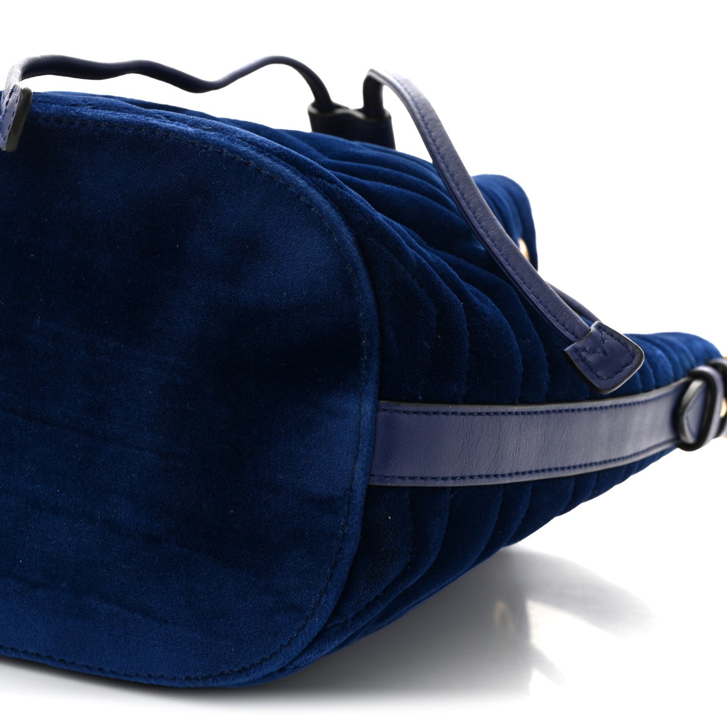 Gucci Velvet Matelasse GG Marmont Bucket Bag Cobalt Blue 10 of 10