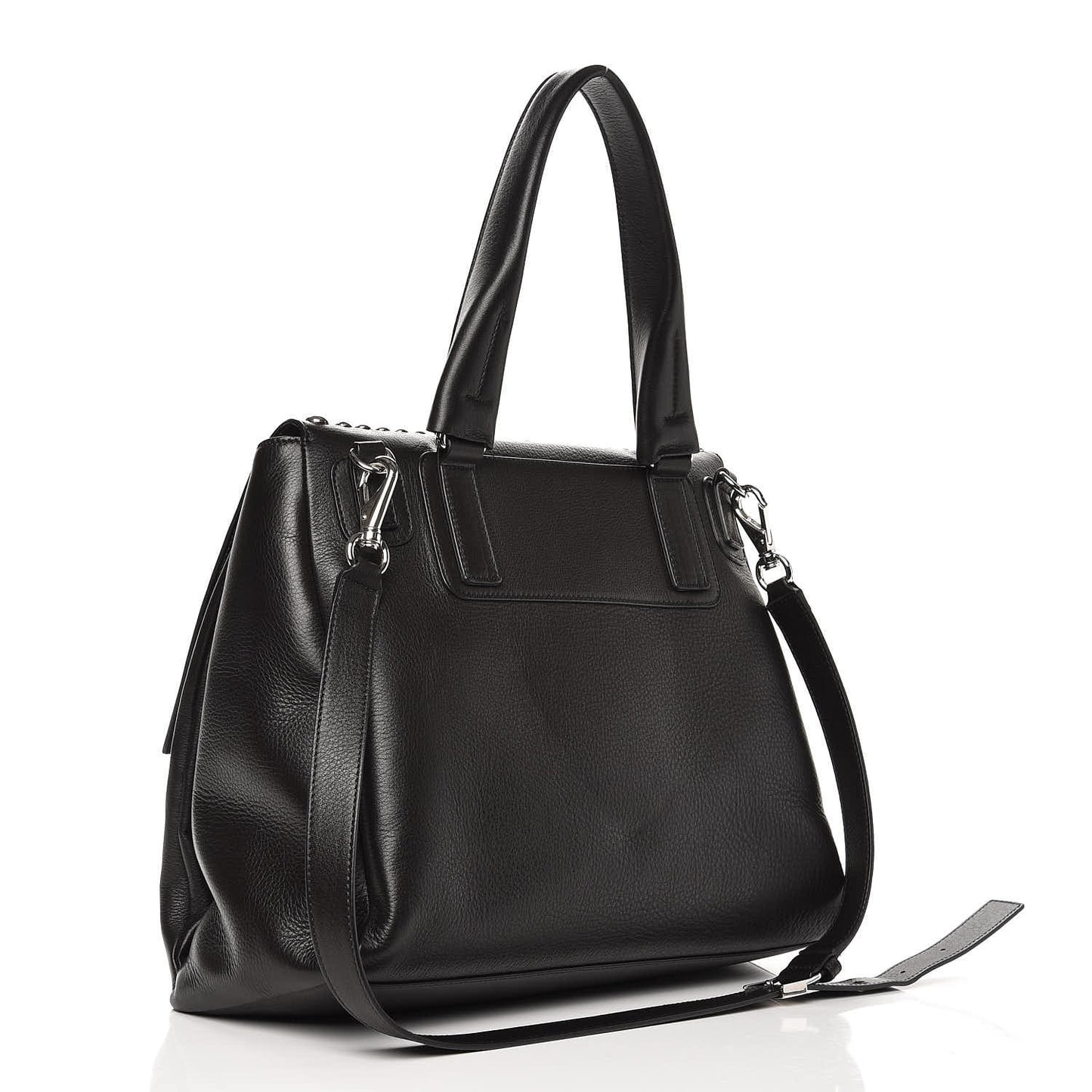 Calfskin Studded Medium Pandora Pure Flap Bag Black White