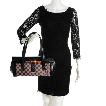 Gucci Monogram Bamboo Bullet Handbag Black 2 of 7