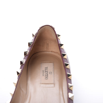 Valentino Garavani Pebbled Calfskin Rockstud Ballerina Flats 38 Rubin 17 of 20