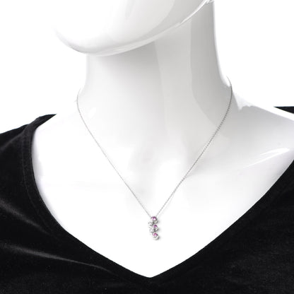 Tiffany Platinum Diamond Pink Sapphire Bubble Pendant Necklace 2 of 5