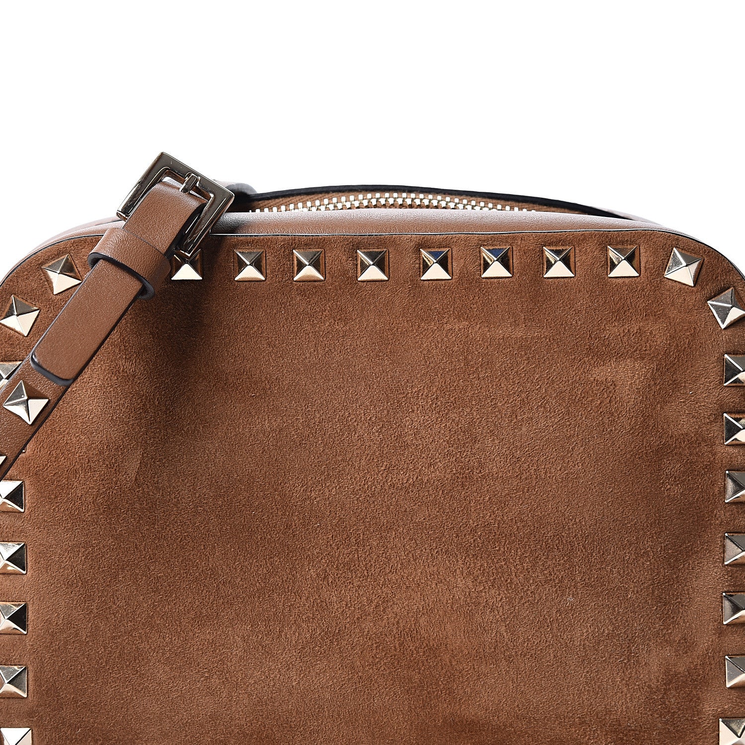 Valentino Garavani Suede Calfskin Rockstud Camera Crossbody Bag Deep Cuir 8 of 8