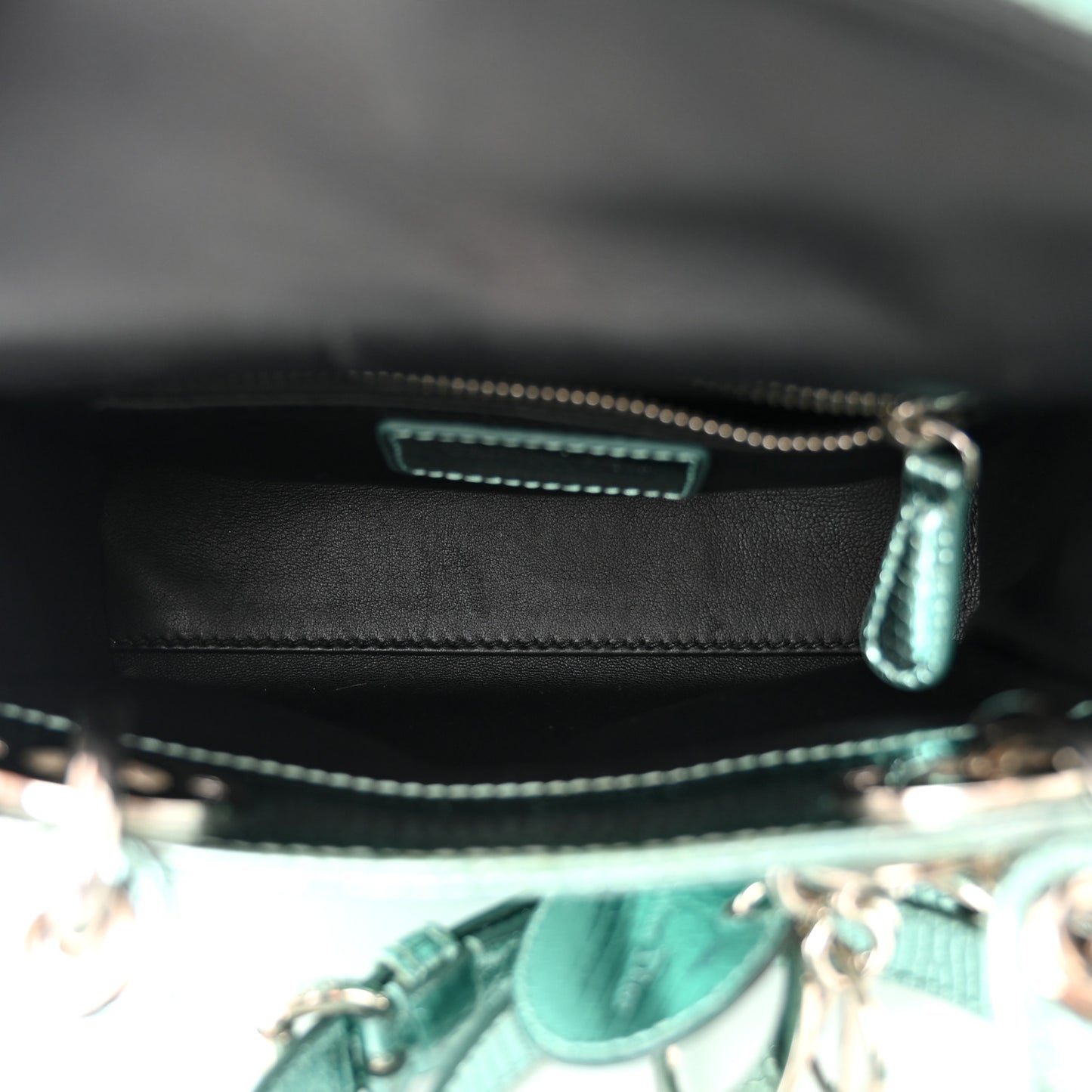 Metallic Lizard Mini Lady Dior Blue