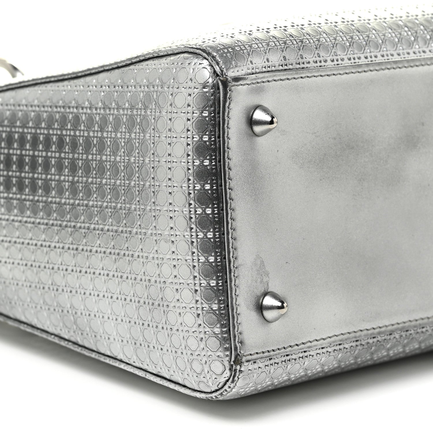 Christian Dior Metallic Patent Micro-Cannage Medium Lady Dior Silver 9 of 20