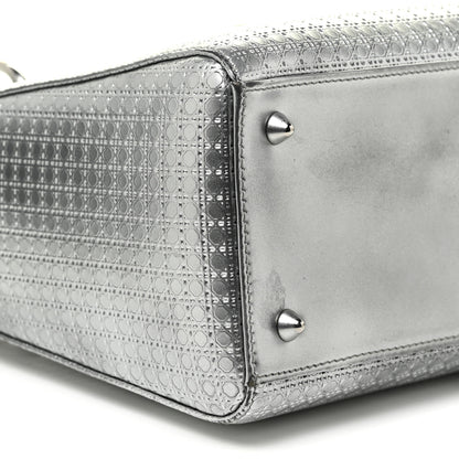 Christian Dior Metallic Patent Micro-Cannage Medium Lady Dior Silver 9 of 20