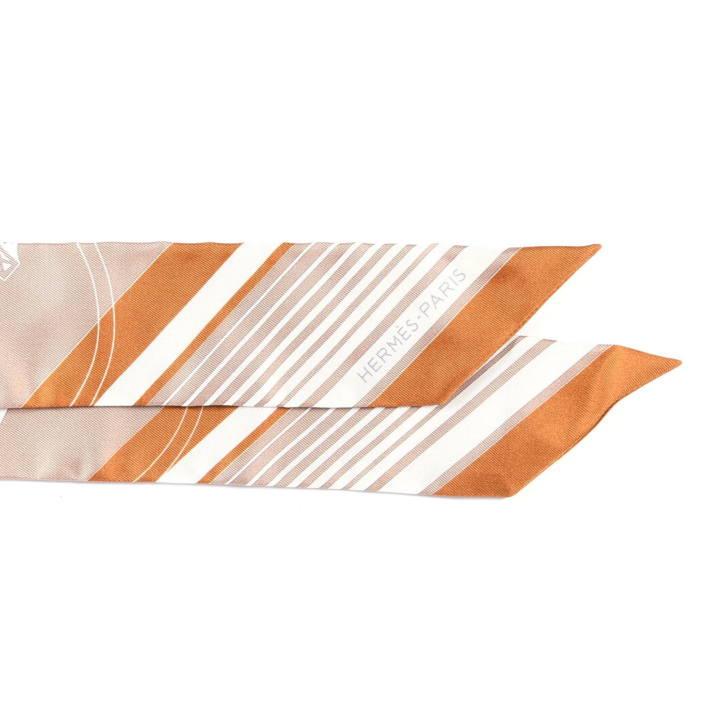 Hermes Silk Ex-Libris Twilly Beige White Caramel 4 of 6