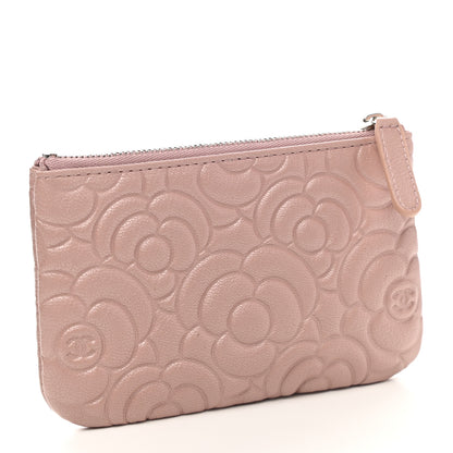 Chanel Goatskin Camellia Embossed Cosmetic Pouch Light Pink 3 of 8