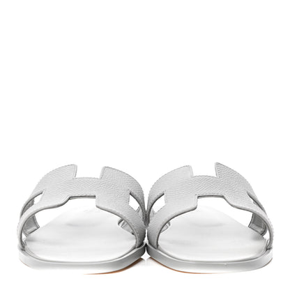 Hermes Epsom Oran Sandals 37 Bleu Glacier 2 of 4