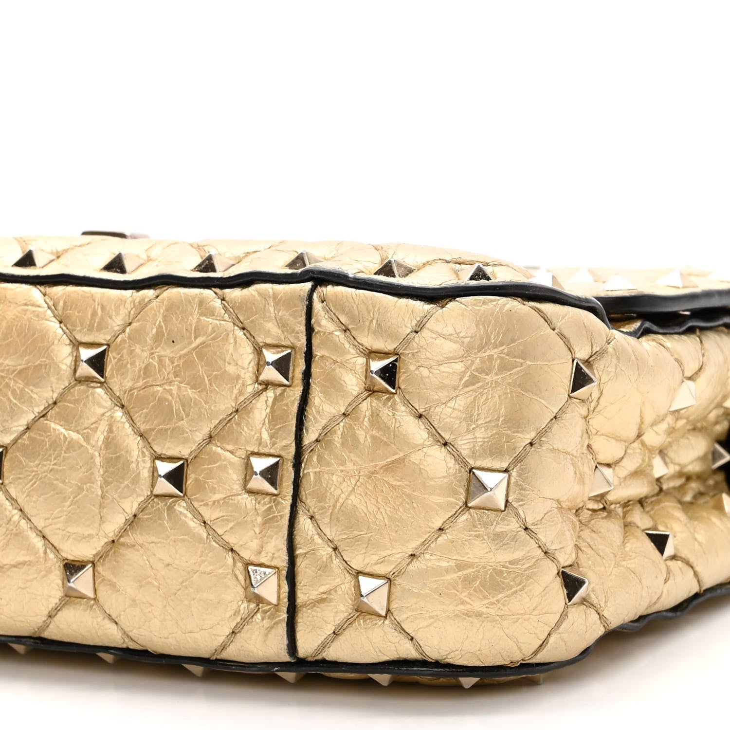 Valentino Garavani Metallic Wrinkled Lambskin Small Rockstud Spike Shoulder Bag Platino 8 of 11