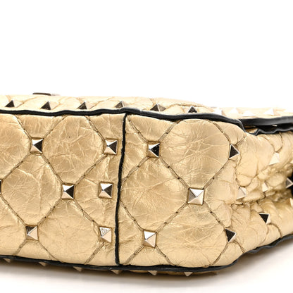 Valentino Garavani Metallic Wrinkled Lambskin Small Rockstud Spike Shoulder Bag Platino 8 of 11