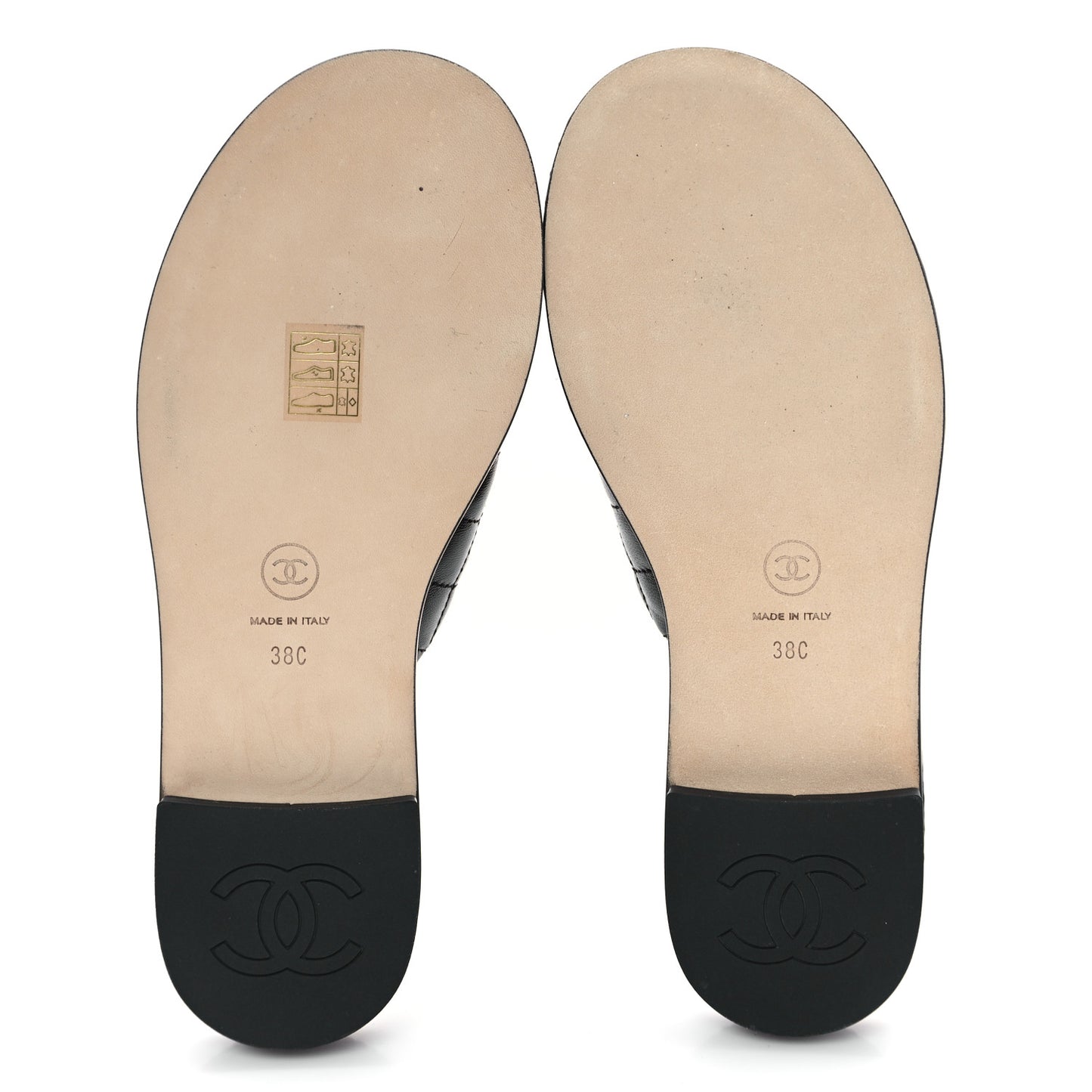 Lambskin Quilted Chain CC Sandals 38 Black