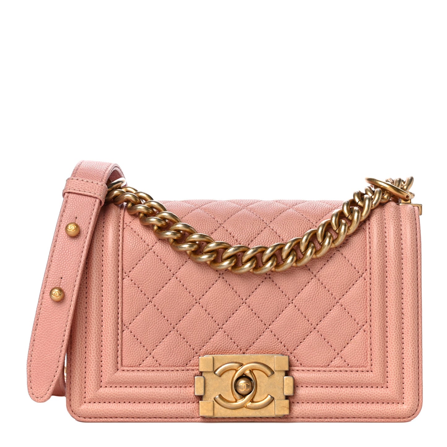 Caviar Quilted Small Boy Flap Light Pink