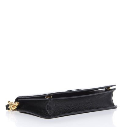 Prada Saffiano Metal Phone Wristlet Crossbody Wallet Black 4 of 8