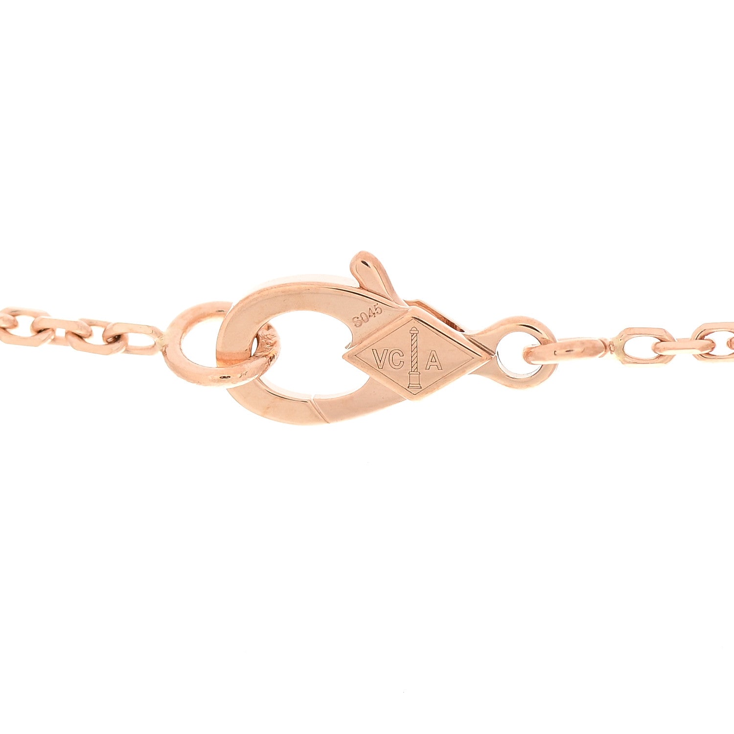 Van Cleef & Arpels 18K Rose Gold Diamond Rhodonite Vintage Alhambra Pendant Necklace 6 of 7