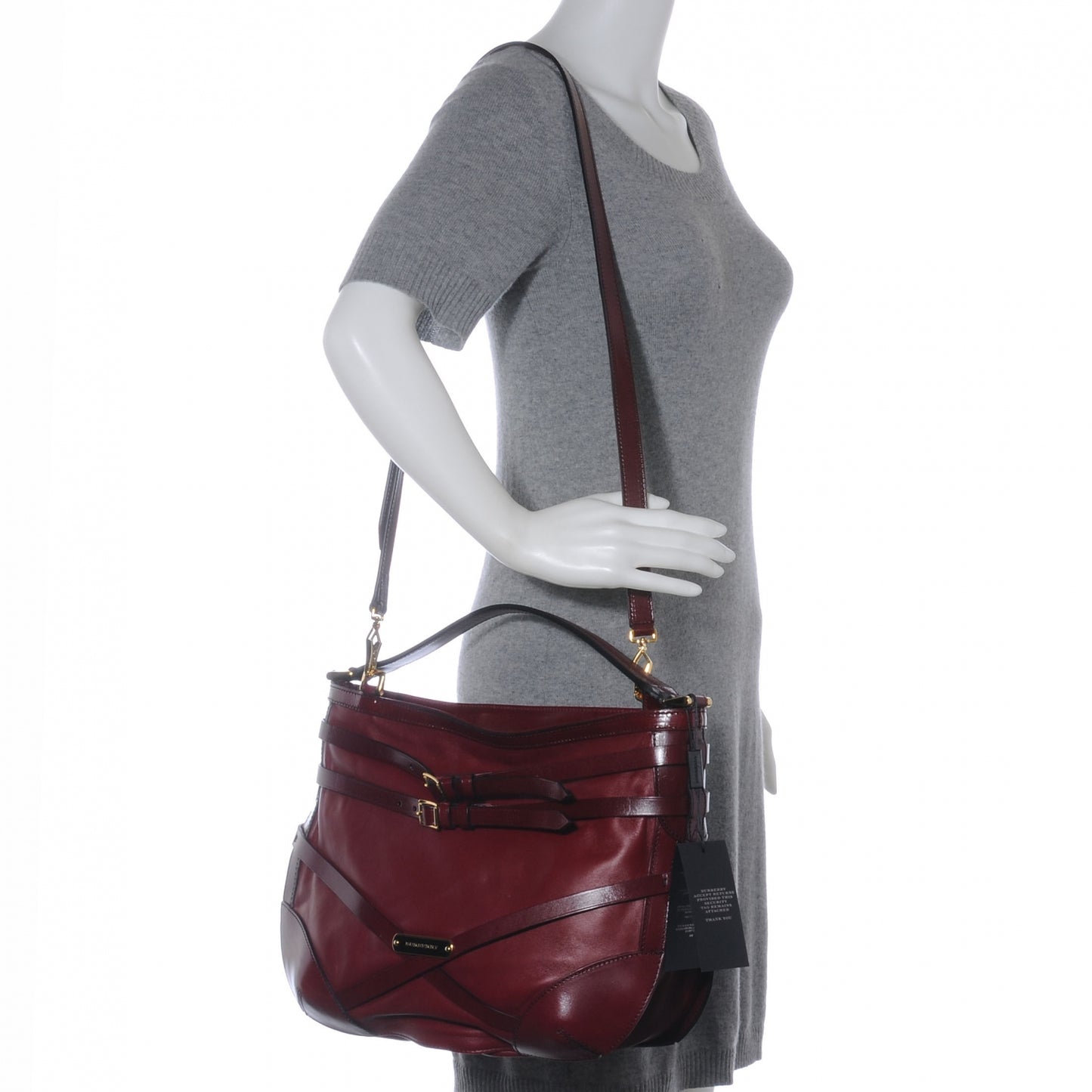 Lambskin Bridle Calfskin Small Dutton Hobo Claret Red