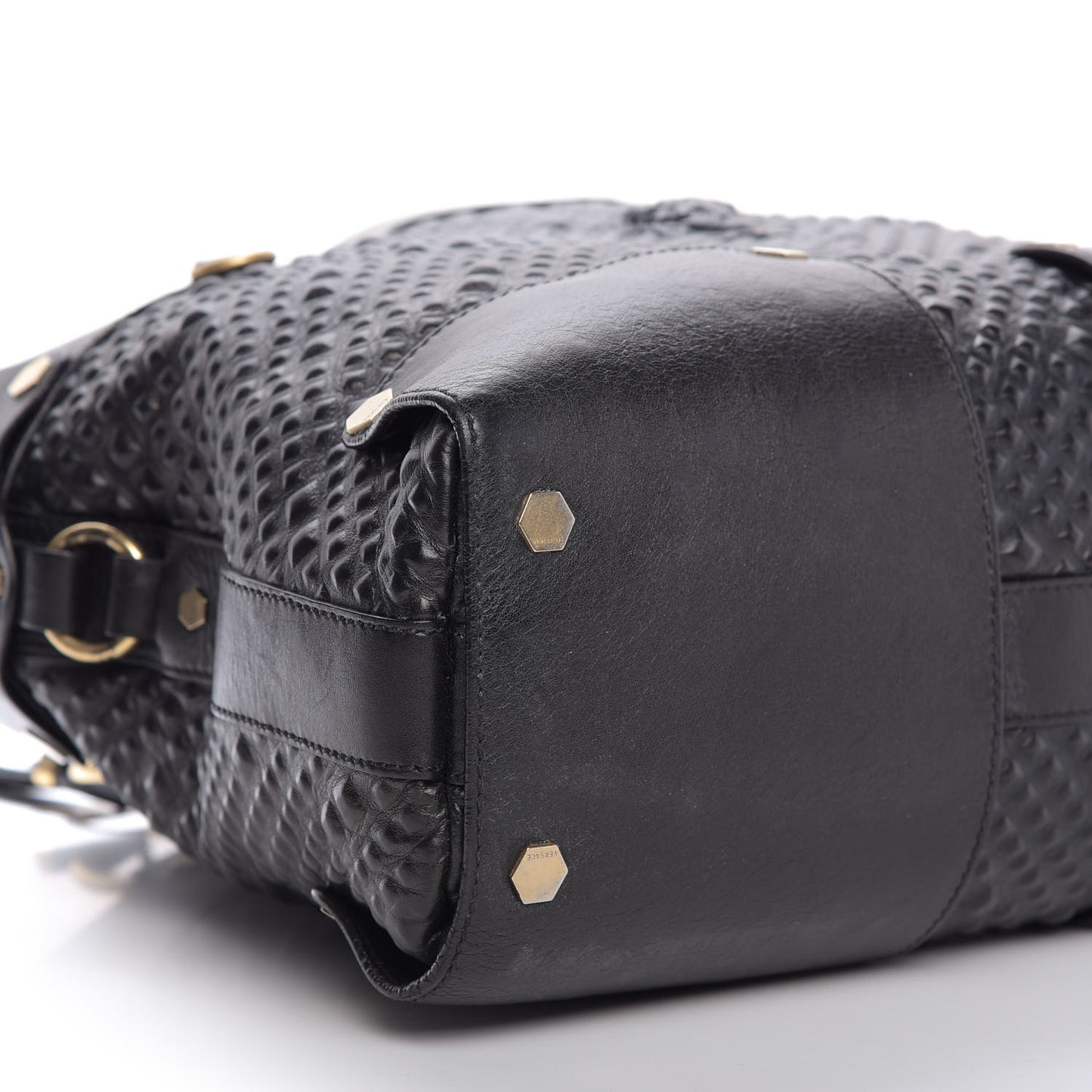 Nappa Embossed Studded Tote Black
