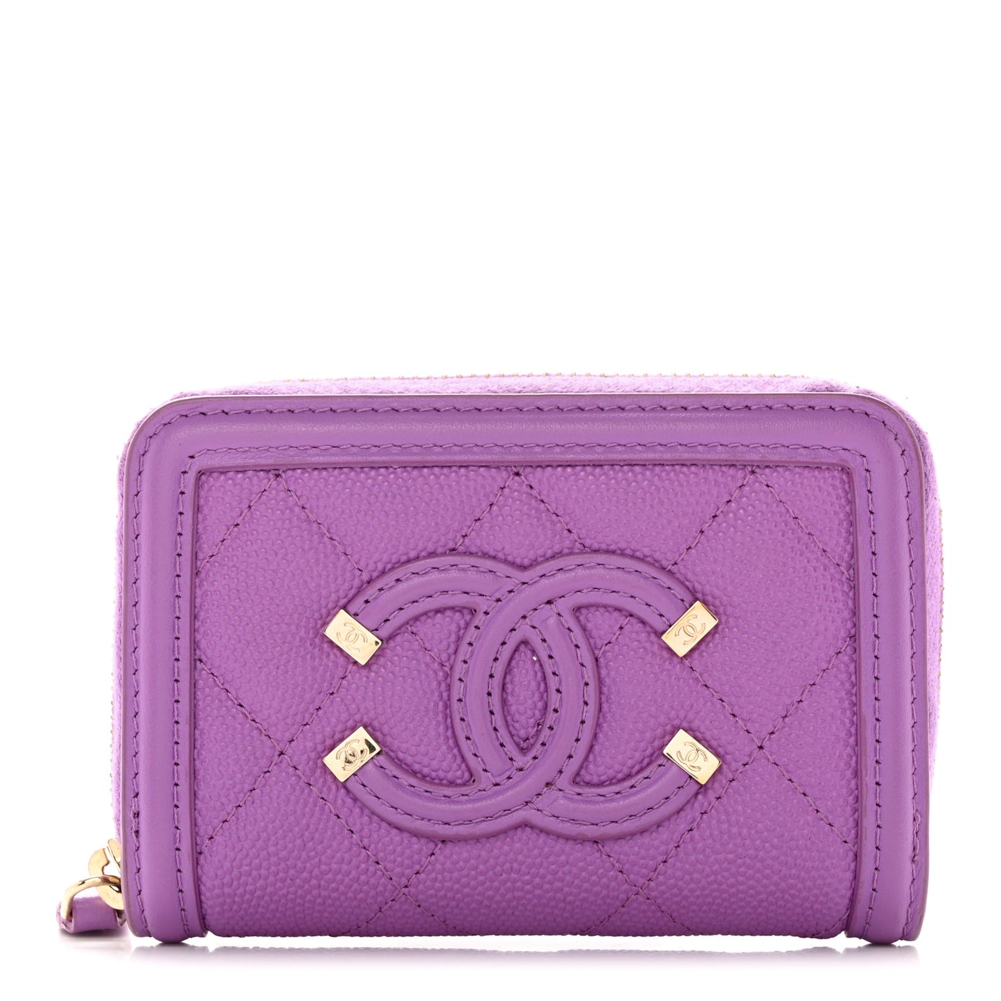 Caviar Quilted Filigree Coin Purse Purple