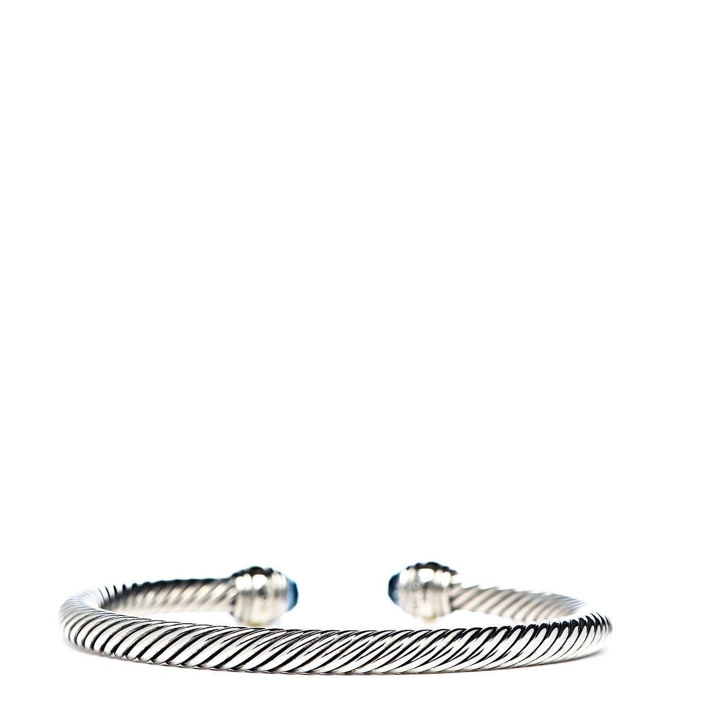 Sterling Silver 14K Yellow Gold Blue Topaz 5mm Cable Classics Bracelet