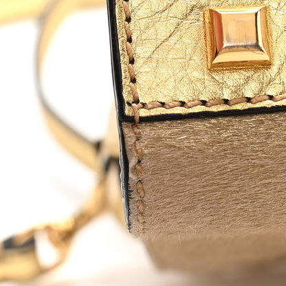 Valentino Garavani Metallic Calf Hair Small My Rockstud Frame Bag Gold 16 of 19