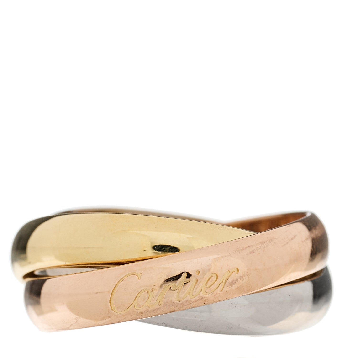 Cartier 18K Pink Yellow White Gold Classic Trinity Ring 49 4.75 1 of 5