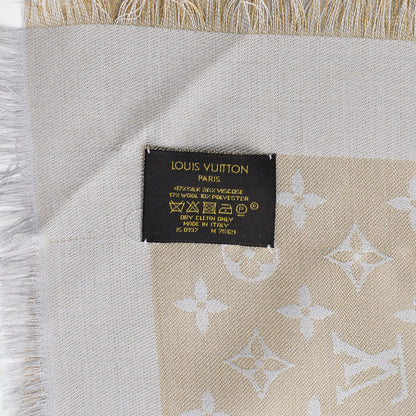 Louis Vuitton Silk Lurex Wool Monogram Shine Shawl Charcoal Greige 4 of 4